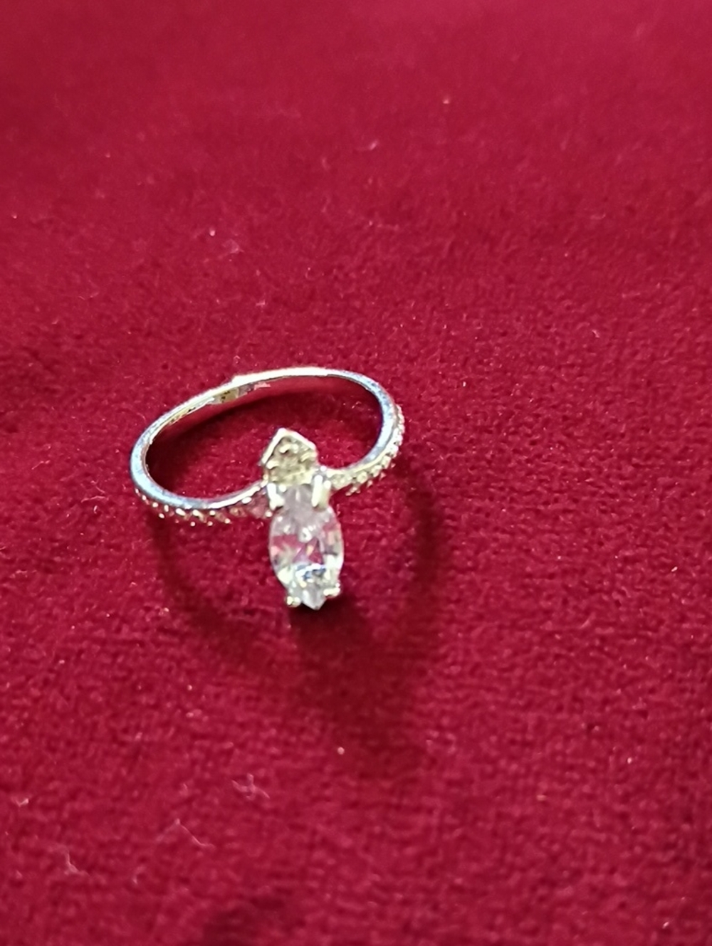 Silver Marquise-Cut Clear Stone Ring - Women's Jewelry